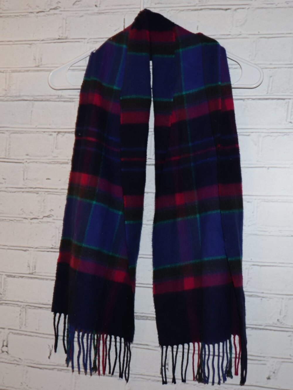 💗💙 Hot Pink & Blue Plaid Scarf · 11" x 52" - Picture 2 of 3